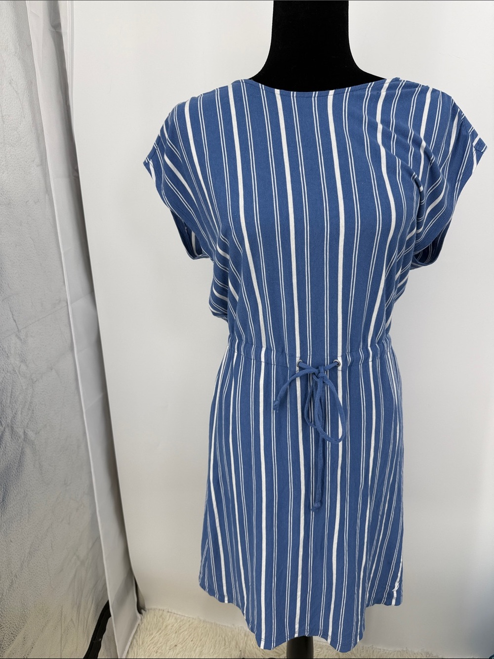Nautica Blue Striped Drawstring Waist Women's Dress M